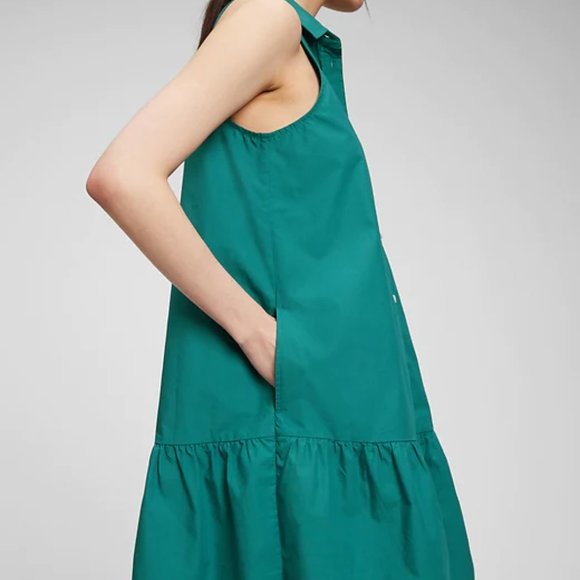 nwt SLEEVELESS Ruffle Hem Shirt Dress babydoll tiered - Picture 2 of 3